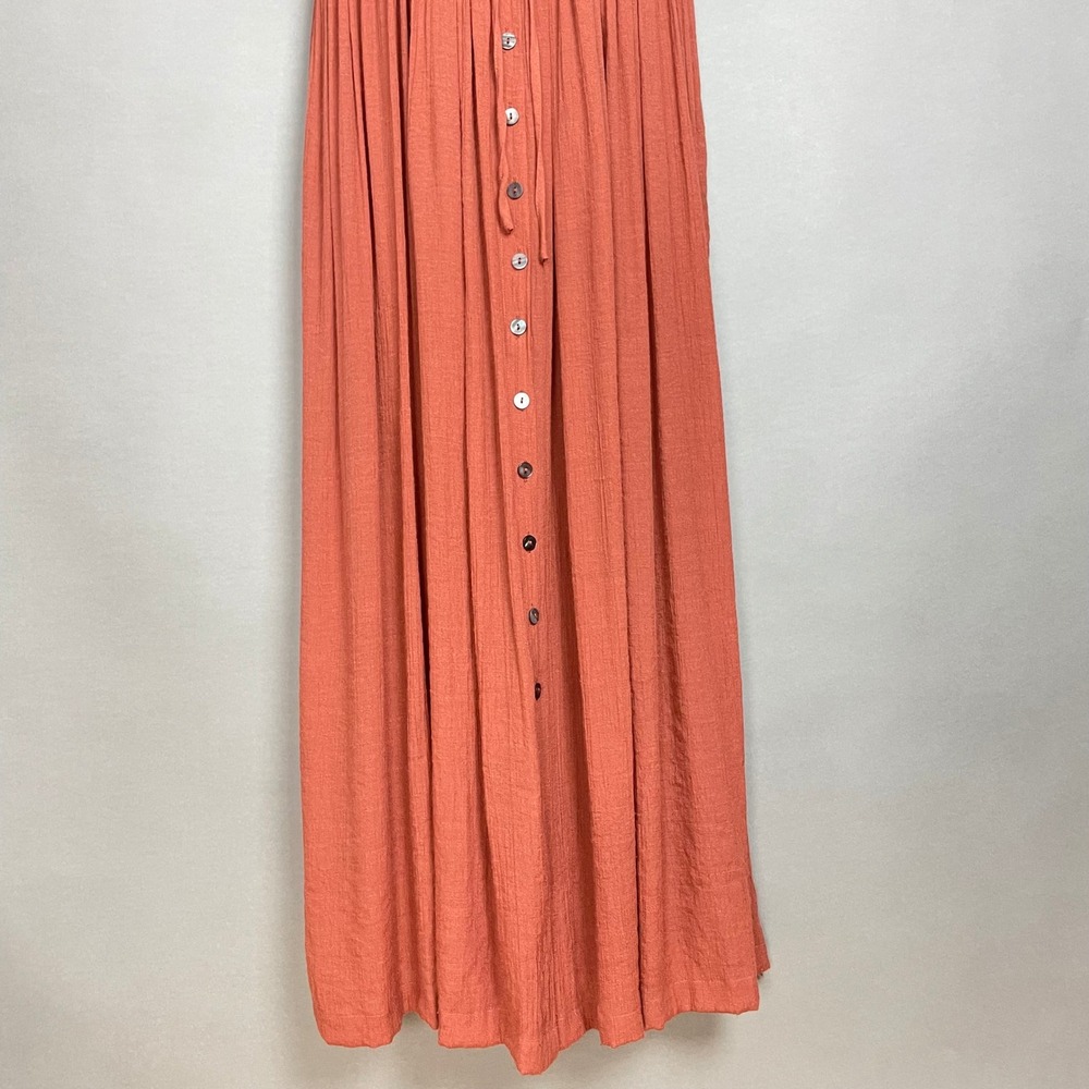 Flawless Maxi Dress Plunging V-Neck Ruffle Sleeve Boho Women Large Rust Brown - Picture 6 of 16